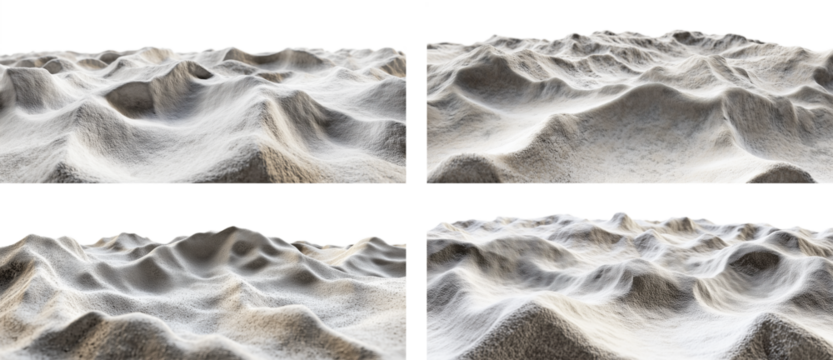 Abstract sand dunes with soft texture, wavy desert landscape, close-up view, isolated on transparent background, perfect for nature and minimalist design - Powered by Adobe