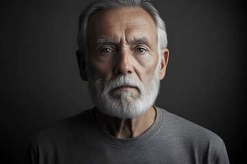 Obraz premium Portrait of an Old Man Staring, Grey Background