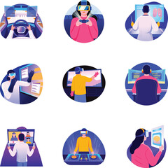 Pack of Flat Style Innovative Technology Illustrations 

