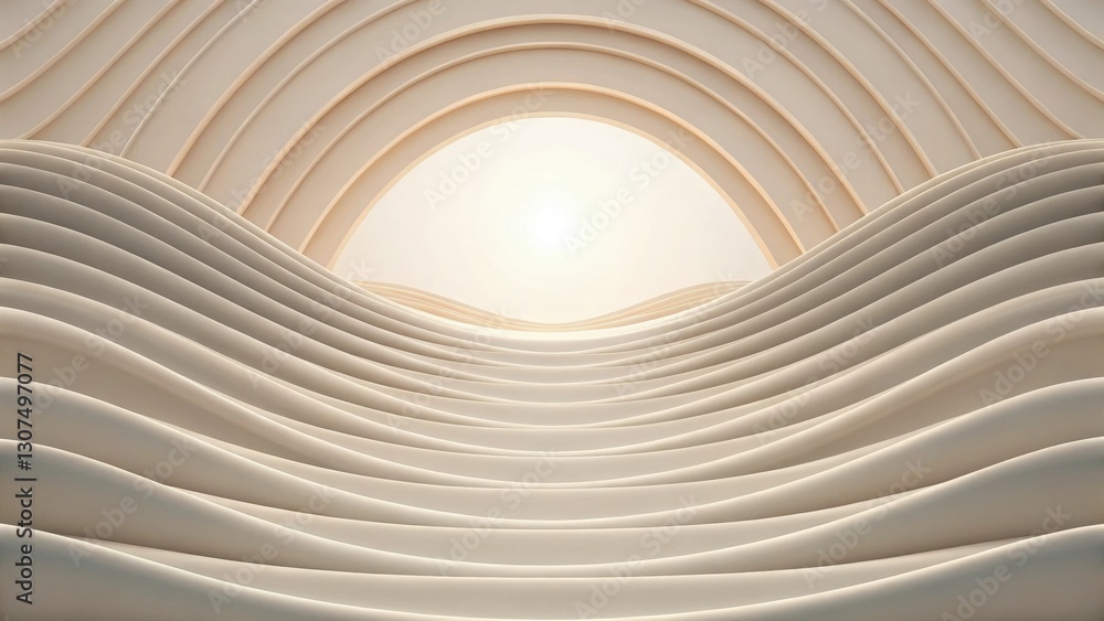Aufkleber abstract wavy lines in beige, forming an archway or tunnel, creating a sense of depth and curvature