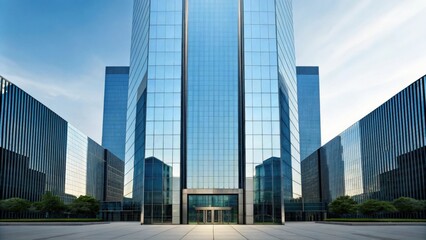 Obraz premium Modern Glass Skyscraper Office Building Exterior