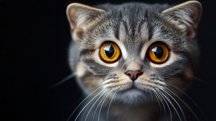 Detailed Scottish Fold cat close-up portrait