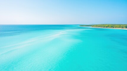 Obraz premium aerial view of pristine beaches of great barrier reef in australia beneath clear blue sky