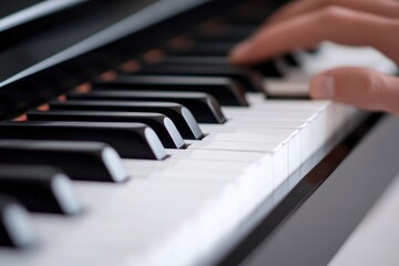 Fototapeta premium elegant close-up of piano keyboard with modern abstract design overlay highlighting black and white keys