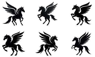 Silhouetted Pegasus Designs for Graphic Design