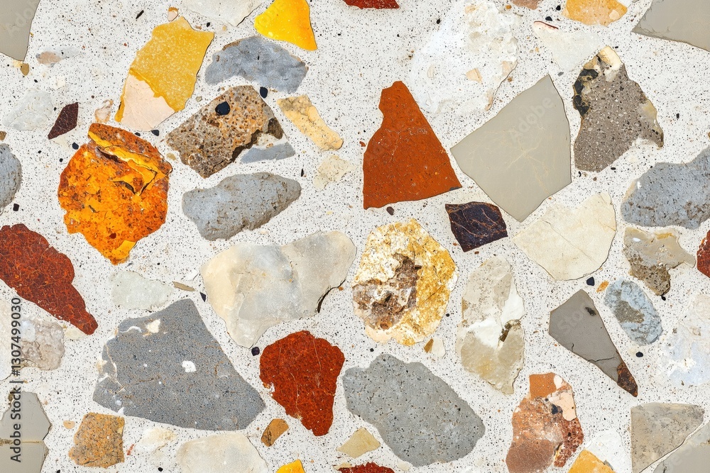 Aufkleber seamless concrete floor textured surface made of various colored stones and aggregates embedded in a