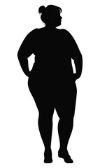 PNG Silhouette plus-size woman standing