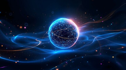 Fototapeta premium Abstract Glowing Sphere with Network Connections, Futuristic Technology