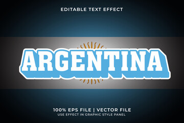 Argentina 3D Editable Vector Text Effect. Blue, White, and Yellow Text Effect