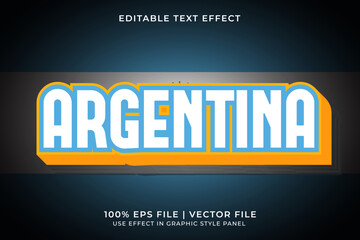 Argentina 3D Editable Vector Text Effect. Blue, White, and Yellow Text Effect