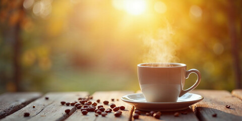 Obraz premium This bright Wednesday morning invites you to relax with a warm cup of coffee in a cozy setting