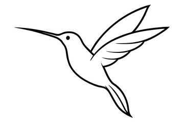 Obraz premium Stylized Hummingbird Line Drawing – Minimalist Bird in Flight Vector
