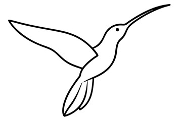 Obraz premium Stylized Hummingbird Line Drawing – Minimalist Bird in Flight Vector
