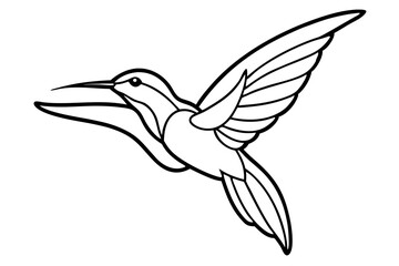 Obraz premium Stylized Hummingbird Line Drawing – Minimalist Bird in Flight Vector