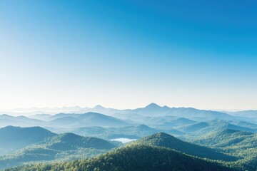 panoramic view of majestic mountain range in national park under clear blue sky