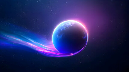 Obraz premium Vibrant Cosmic Planet Background with Nebula and Stars