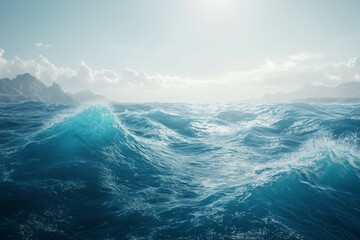 Ocean waves rolling under a sunny sky
