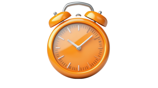 3D orange stopwatch icon with detailed button isolated on white background