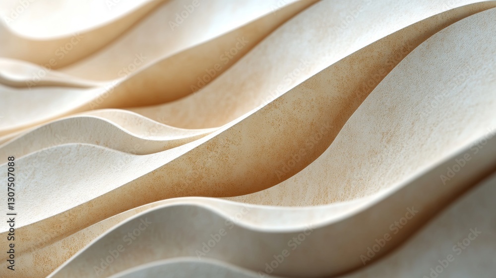 Poster curving horizontal surfaces show abstract forms with light shading
