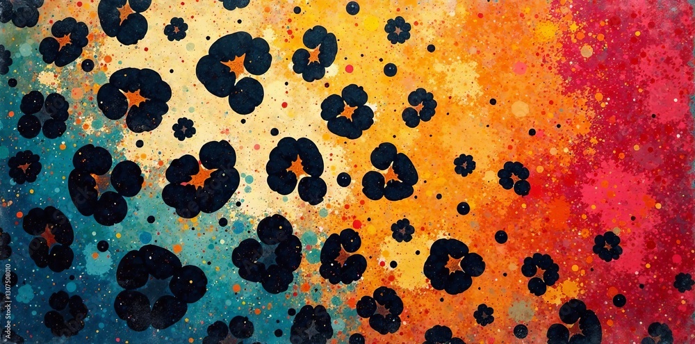 Poster vibrant and abstract leopard print pattern with bold colors and artistic flair.