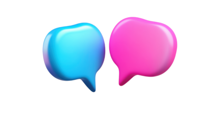 3D pink and blue speech bubble icon in a mini isolated on white background