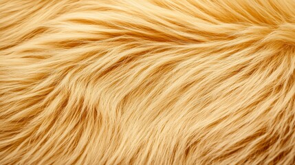 Close-Up Macro View of Fluffy Golden Fur Texture