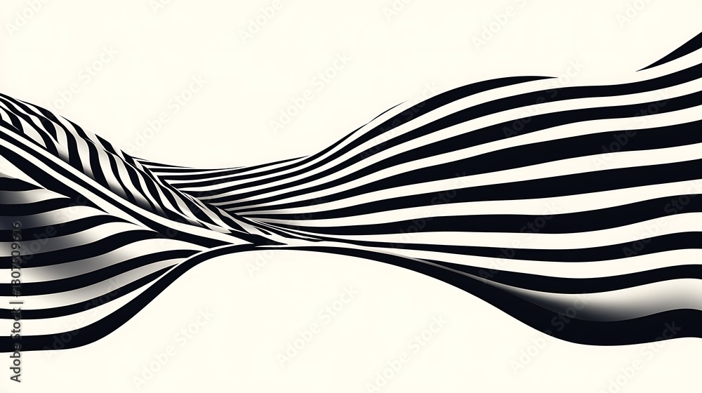 Poster striking monochrome waves abstraction featuring bold contrasting pattern