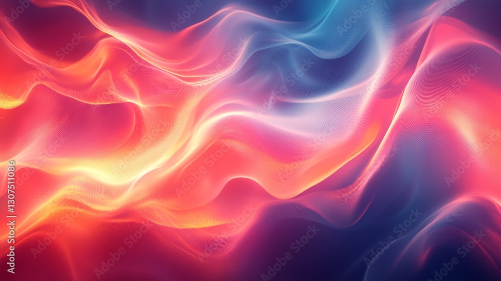 Poster abstract rendered artwork featuring colorful flowing and glowing light forms