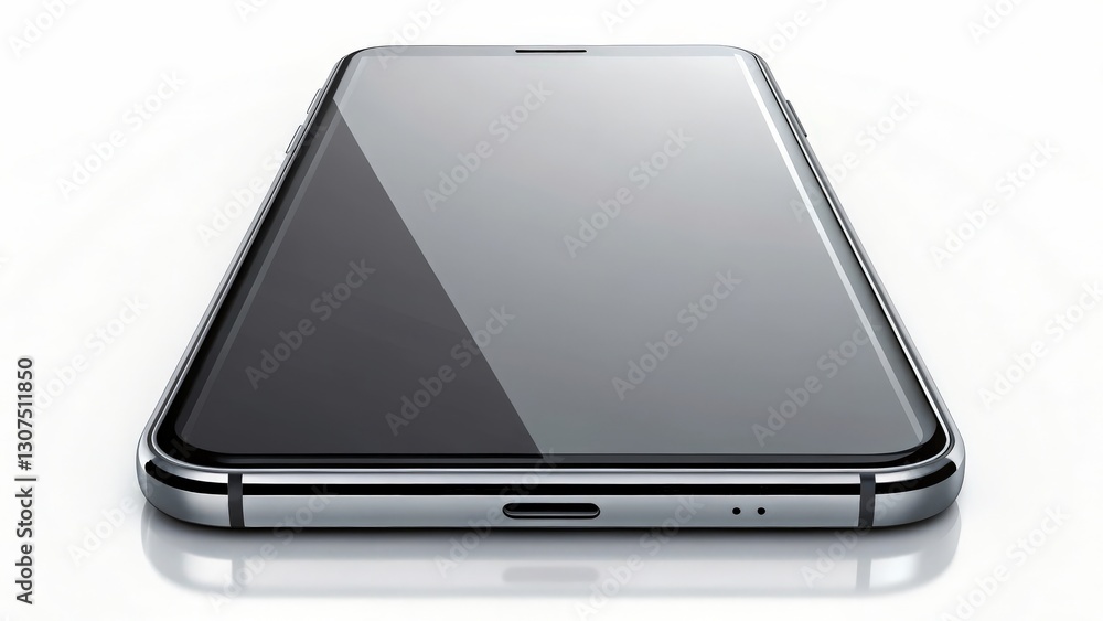Poster a sleek, modern smartphone with a glossy screen. the device is designed with a minimalist approach a