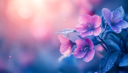 Pink blossoms bloom, garden bokeh backdrop