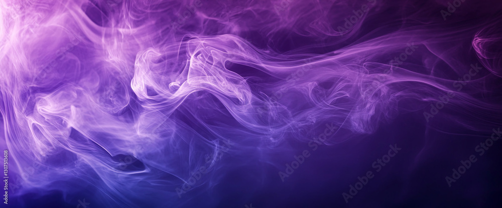Poster Abstract image of purple and blue smoke, swirling in dynamic patterns, creating a mystical and ethereal atmosphere, ideal for design backgrounds