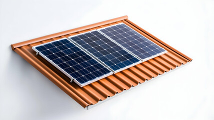 Three Blue Solar Panels on a Brown Roof