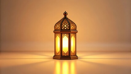 Moroccan lantern glowing warmly, intricate details, Ramadan, Islamic culture