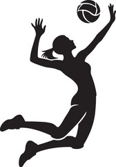 Silhouette of women playing volleyball