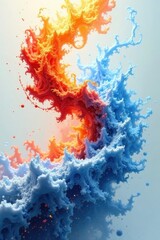 A Serene Abstract Composition of Intermingling Warm and Cool Hues, Evoking a Sense of Dynamic Equilibrium and Visual Harmony