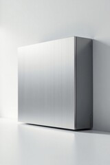 Sleek metallic wall-mounted unit, modern minimalist design, ideal for contemporary interiors, showcasing clean lines and a brushed metal finish