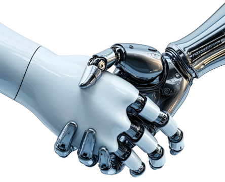 Robotic Hand Making Handshake Gesture in Futuristic Metallic Design