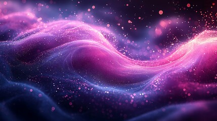 Obraz premium Abstract Glittering Waves of Purple and Pink Light Particle Background