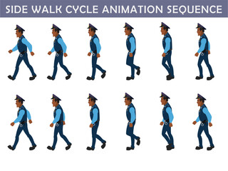 Police walk cycle animation sequence, Frame by frame animation of police officer walk.