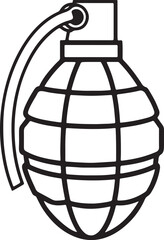 grenade line art, black outline, vector and illustration, coloring book page line art drawing
