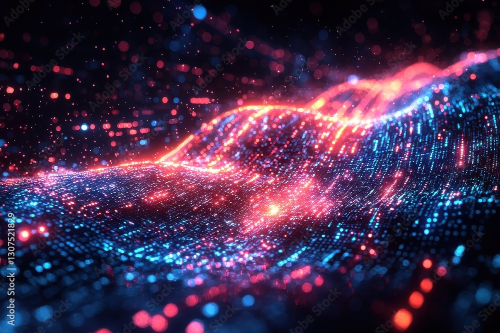 Poster abstract colorful digital representation of data flows and technology