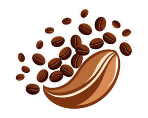 Obraz premium Fresh Roasted Coffee Beans Piled Up – High-Quality Image Isolated on White Background.