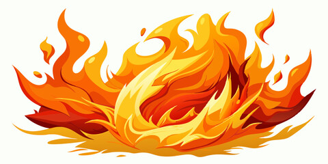 Realistic Fire and Flames Isolated on White Background &ndash; High-Quality Transparent Image.