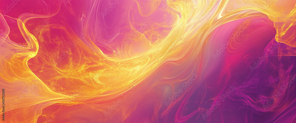 Poster abstract image with flowing pink and gold hues creating a dynamic, swirling pattern, showcasing ener