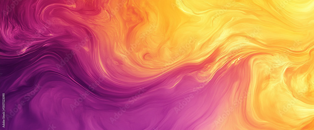 Aufkleber Abstract image of flowing purple and yellow paint, creating a dynamic and vibrant visual.  Represents energy, fluidity, and creativity, ideal for design backgrounds