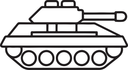 Fototapeta premium military tank line art, black outline, vector and illustration, coloring book page line art drawing