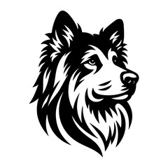 Shepherd's head is a black and white simple logo. EPS vector graphics.