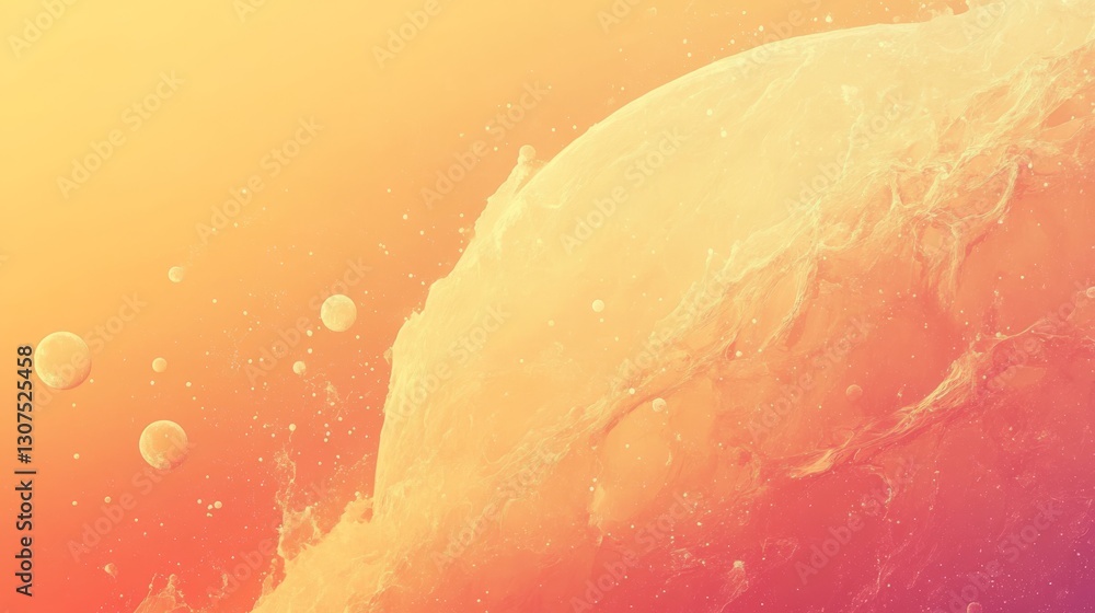 Poster an abstract composition of textured shapes and bubbles in color