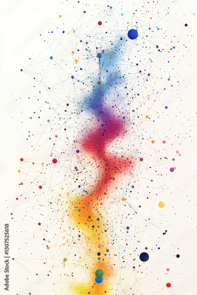 Aufkleber abstract depiction of colorful connected nodes with a modern artistic style