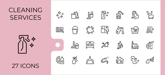 Home Cleaning simple icon. Icons virus, wash, washer, housework, sweep, toilet and more. Set of line pictogram. Minimalistic icon collections.